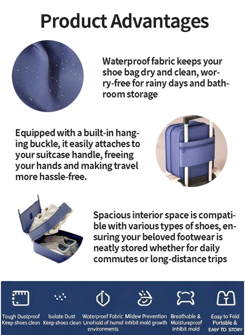 Travel shoe bag that holds 3 pairs of shoes, suitable for both men and women. Zippered shoe storage bag, perfect for travel and everyday use as a carry-on accessory - Image 2